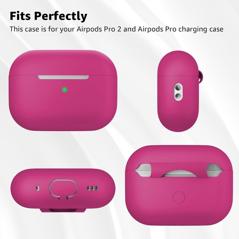 Tandoler Compatible with Airpods Pro 2 Case, Soft Silicone Skin Cover Protective Cases with Cleaner kit and Lanyard Compatible for AirPod Pro 2nd Generation, Front LED Visible - Rose Red - Image 5